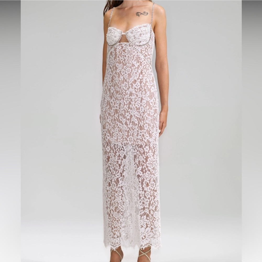 Self-Portrait White Lace Maxi Embellished